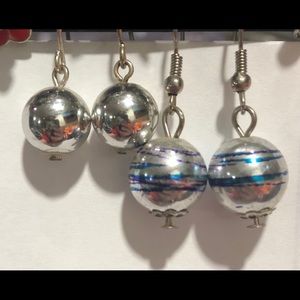 Silver Circular Dangling Earrings (2 pair)
